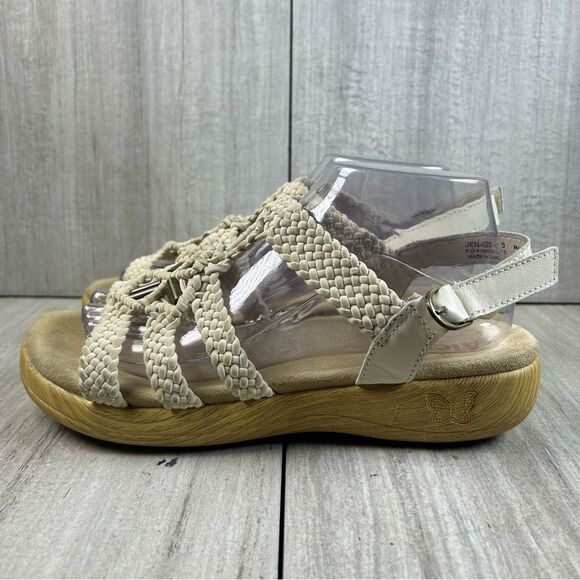 Alegria Jen620 Beige Braided Leather Sandal Strap Hook and Loop Women Size 10 40 - Picture 3 of 9